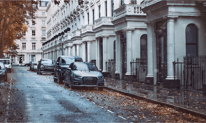 Terraced houses on a suburban street